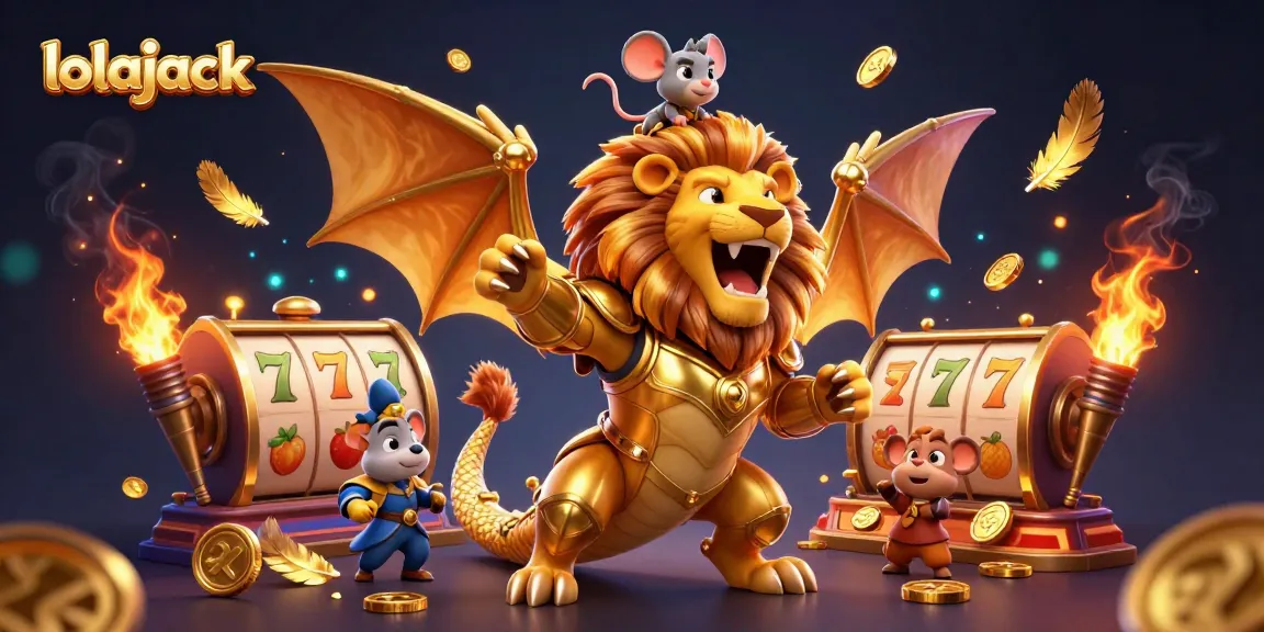 Experience thrilling gameplay at lolajack casino with captivating golden chimera and slot elements.